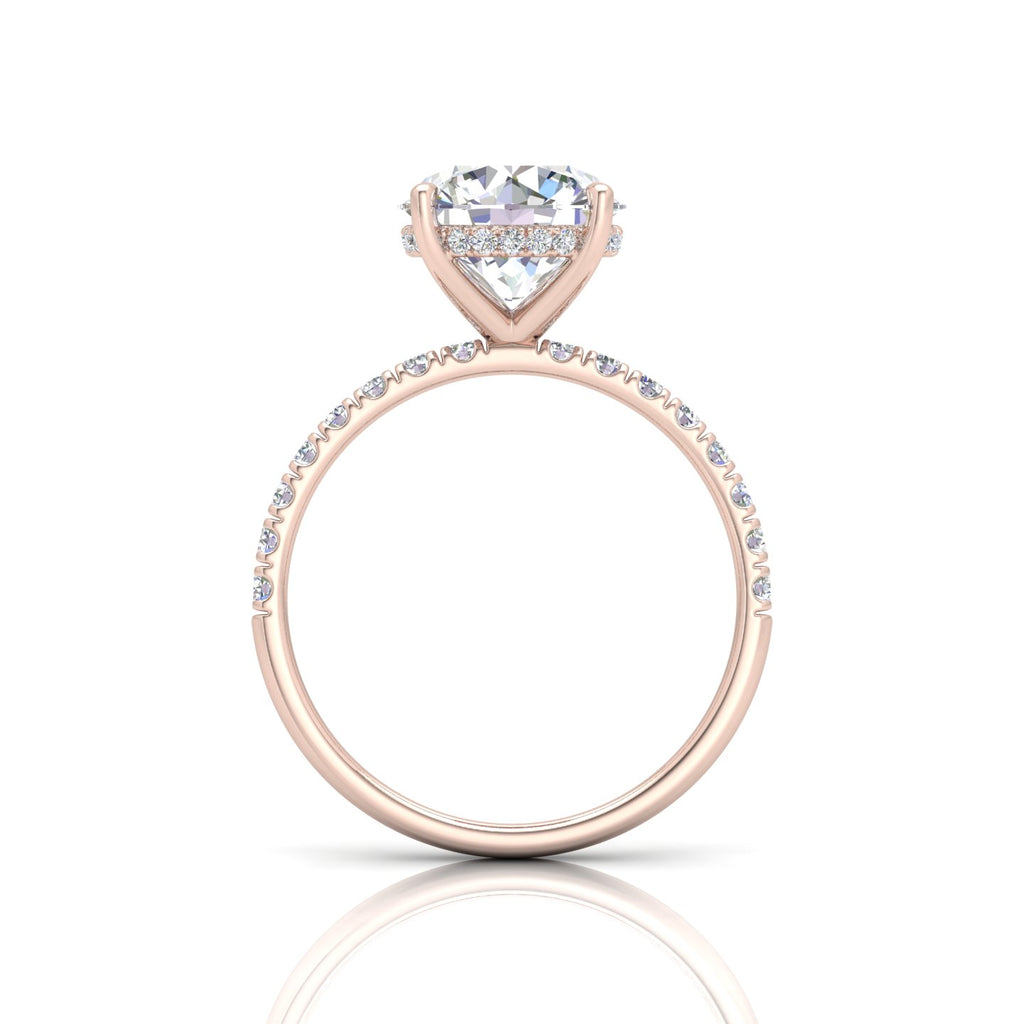 Classic Hidden Halo Pave Set Engagement Ring - Round