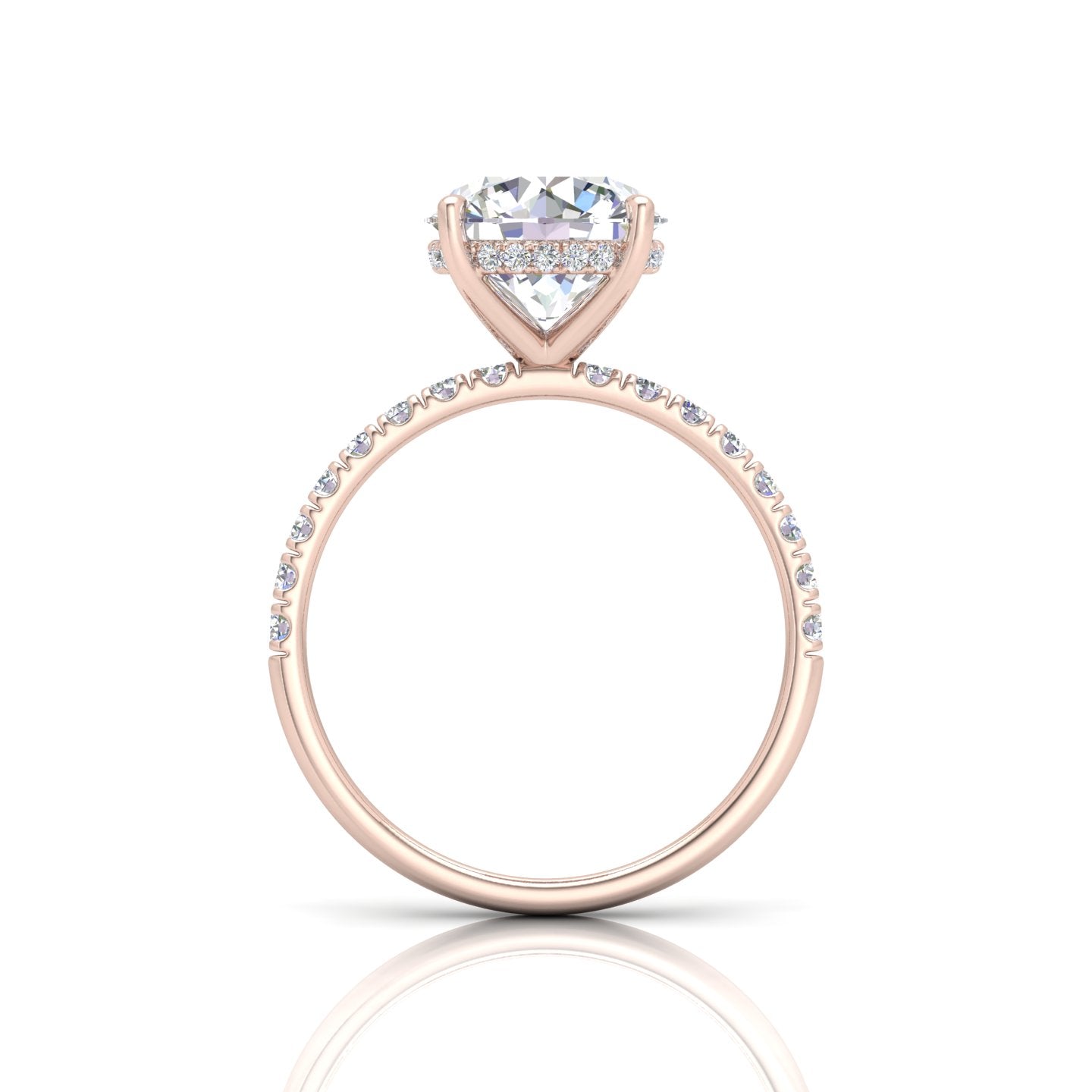 Classic Hidden Halo Pave Set Engagement Ring - Round
