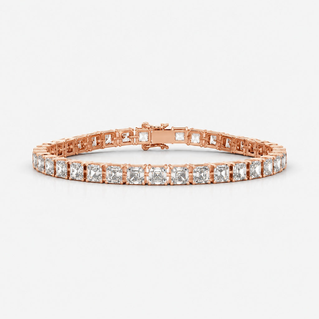 Asscher Lab-Grown Diamond Tennis Bracelet in Gold & Platinum (30ct)