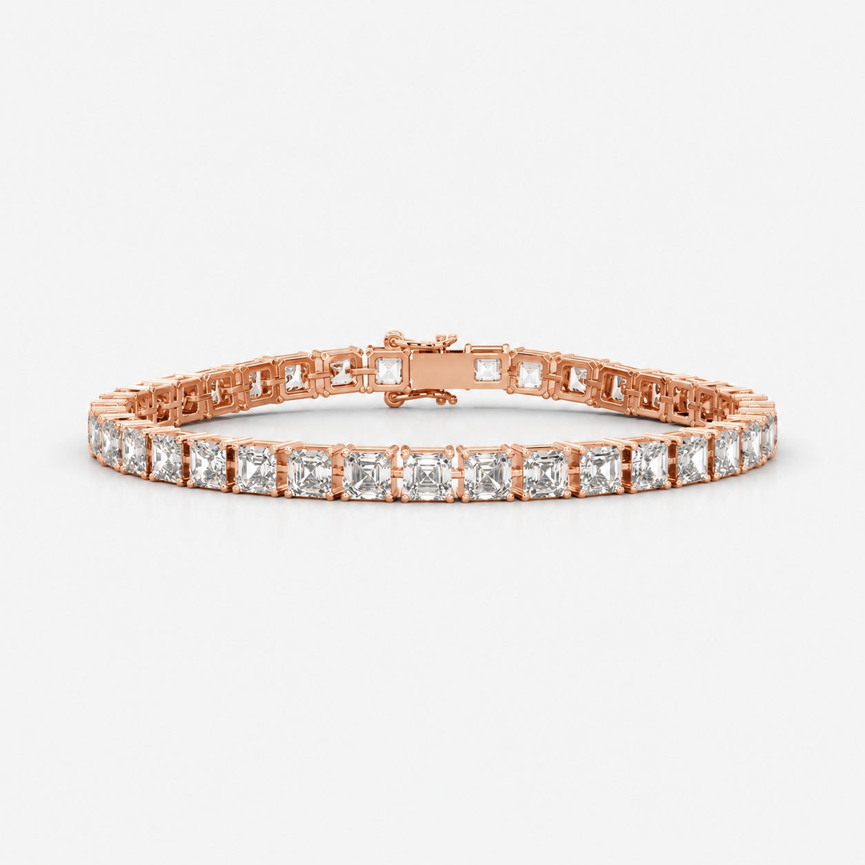 Asscher Lab-Grown Diamond Tennis Bracelet in Gold & Platinum (30ct)