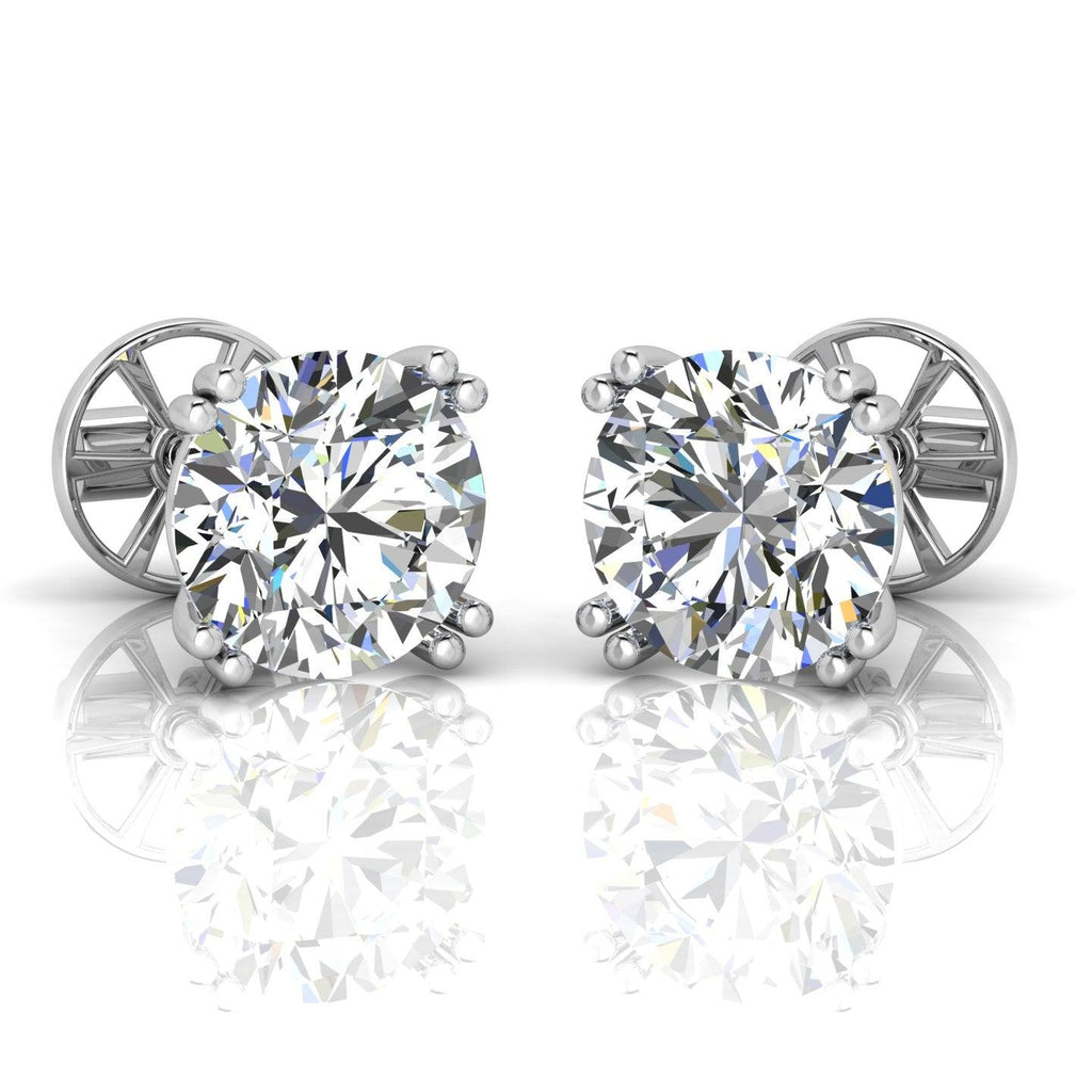 Certified D/VS 2.00Ct Double Prong Round Diamond Stud Earrings in 18k Gold / Platinum