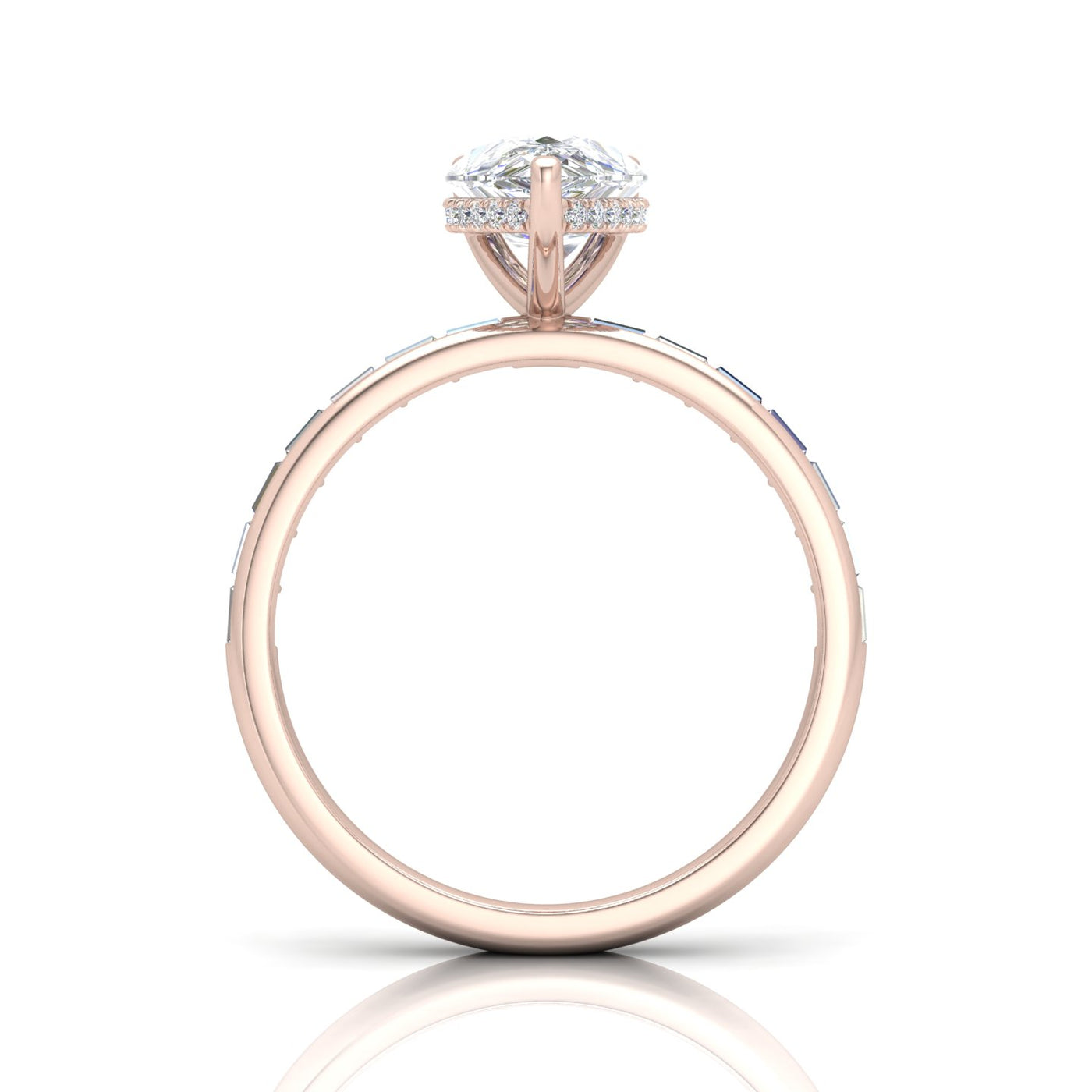 Classic Hidden Halo Channel Set Engagement Ring - Pear