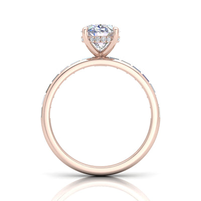 Classic Hidden Halo Channel Set Engagement Ring - Oval