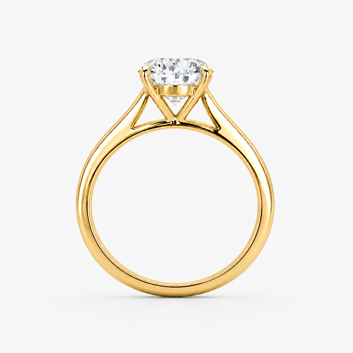 Round Diamond Four Claw Solitaire Engagement Ring Lab Grown in Gold & Platinum