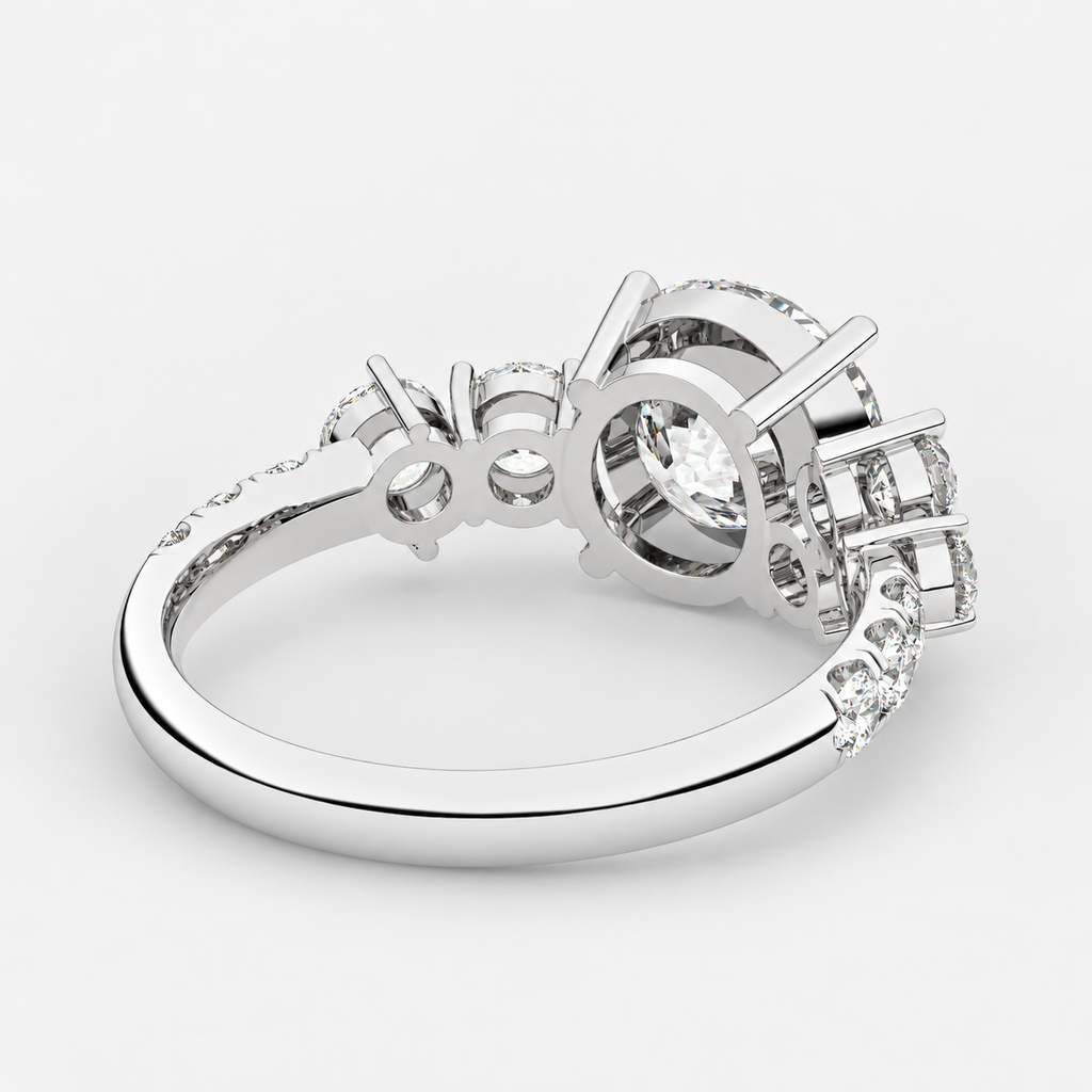 Round Diamond Engagement Ring Platinum Labgrown 3.00 Ct Solitaire with side Diamond