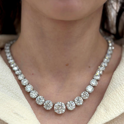 100ct Round Lab Diamond Graduated Necklace – Platinum