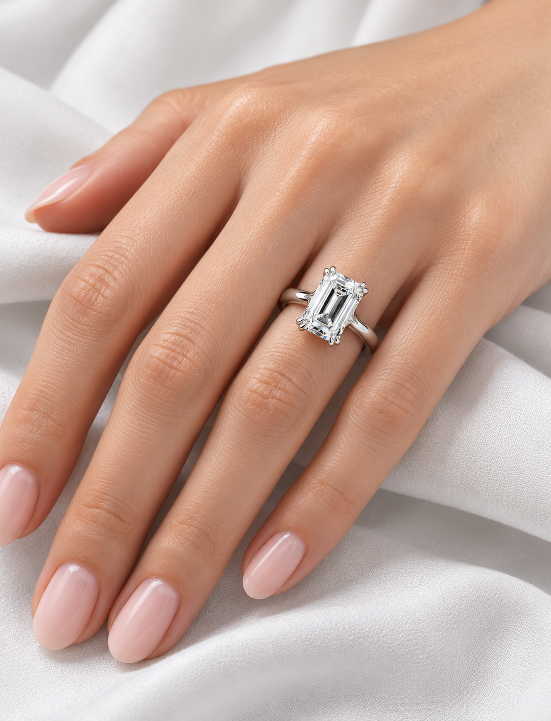 Emerald Diamond Engagement Ring Platinum Labgrown 5 Ct Solitaire