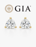 GIA Certified Triangle Shape Diamond 2.00Ct Claw Set Stud Earring 18K Yellow Gold