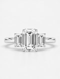 2.50CT Lab Grown Solitaire Emerald Diamond Trilogy Ring Platinum
