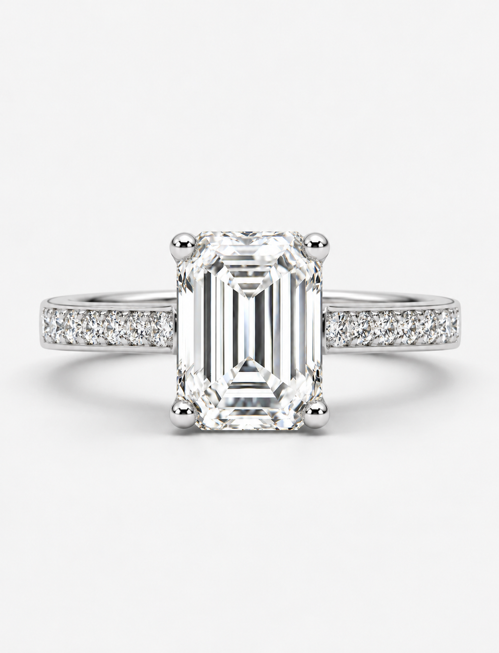 Emerald Diamond Engagement Ring Platinum Labgrown 3.30 Ct Solitaire