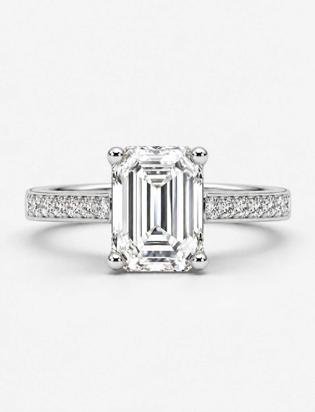 Emerald Diamond Engagement Ring Platinum Labgrown 3.30 Ct Solitaire