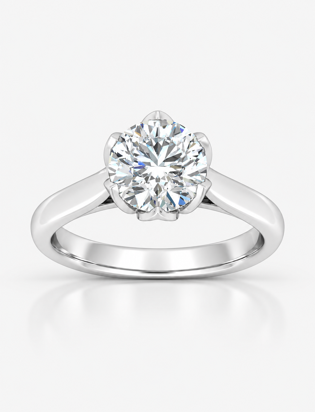 IGI Certified Round Lab Diamond Solitaire Engagement Ring in Gold & Platinum