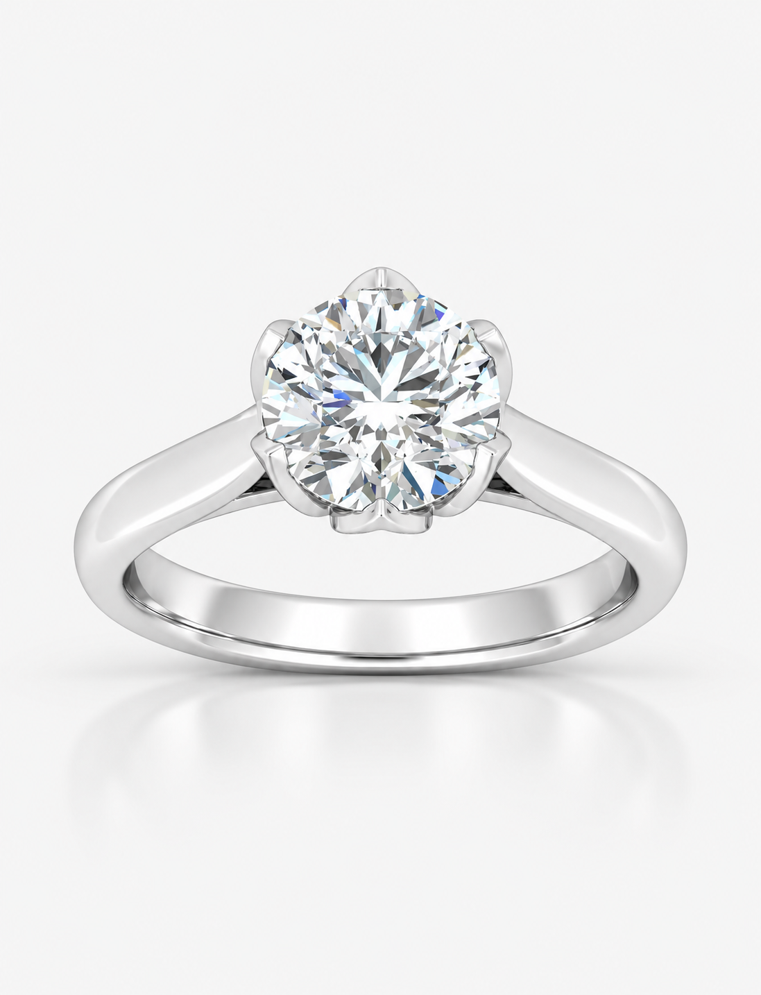 IGI Certified Round Lab Diamond Solitaire Engagement Ring in Gold & Platinum