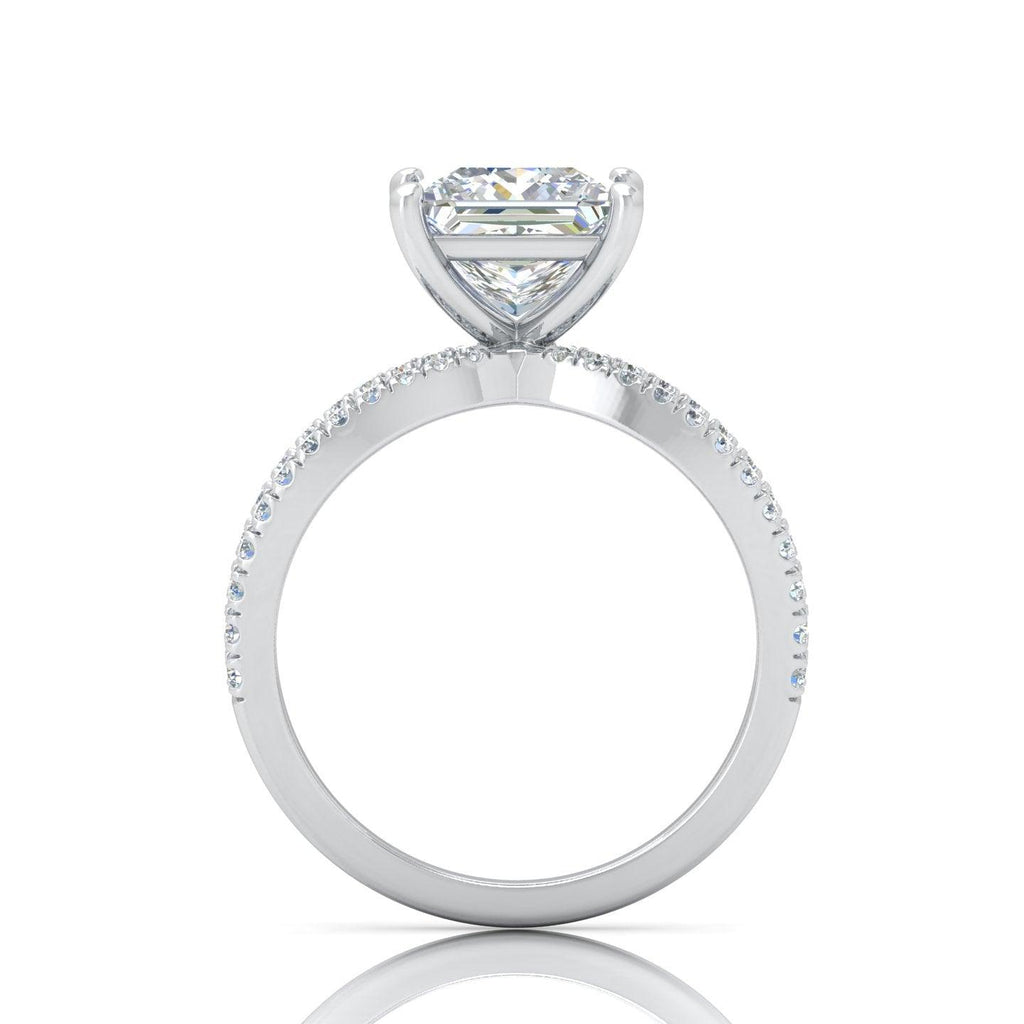 Princess Diamond Split Shank Engagement Ring in 18k Gold / Platinum 3.50Ct