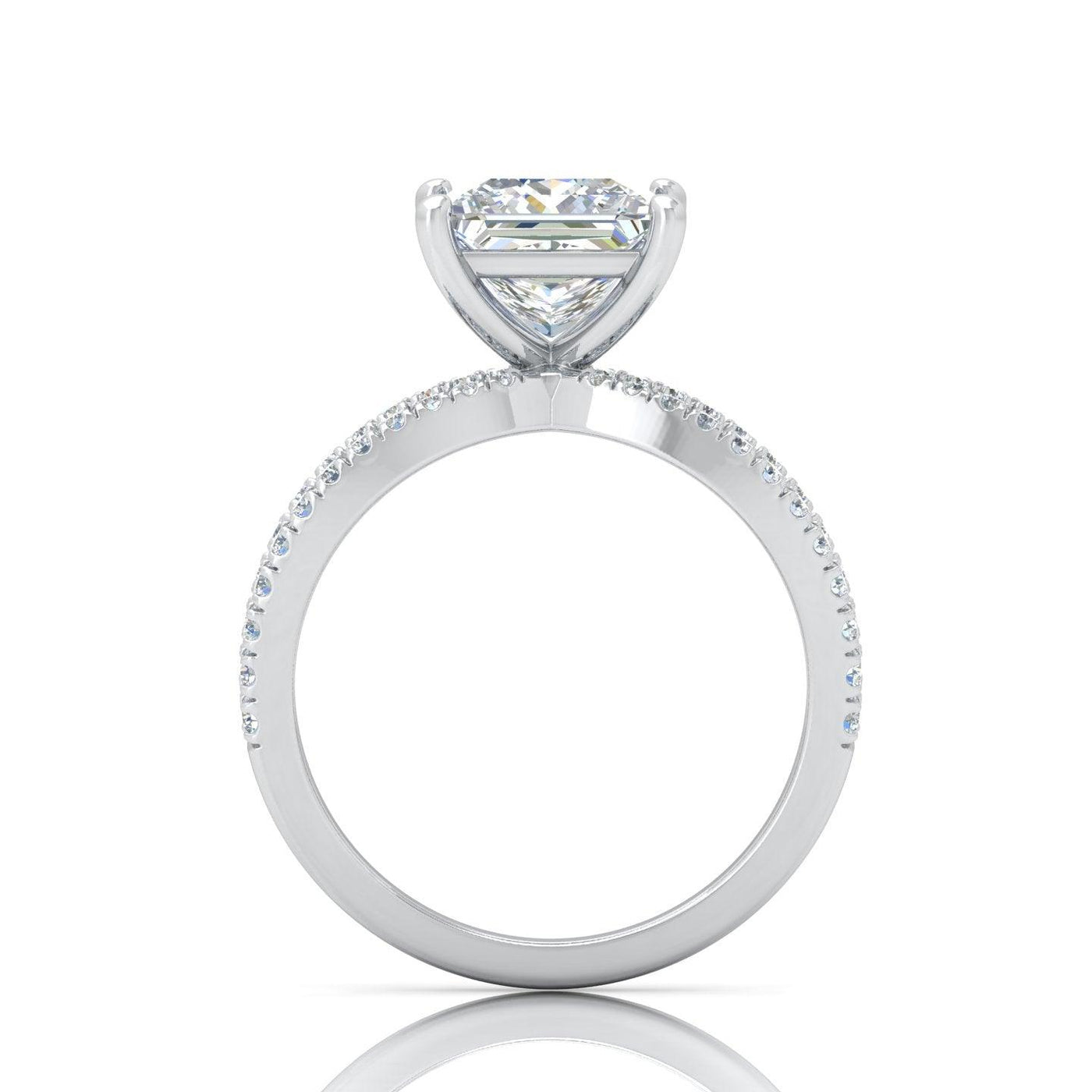 Princess Diamond Split Shank Engagement Ring in 18k Gold / Platinum 3.50Ct