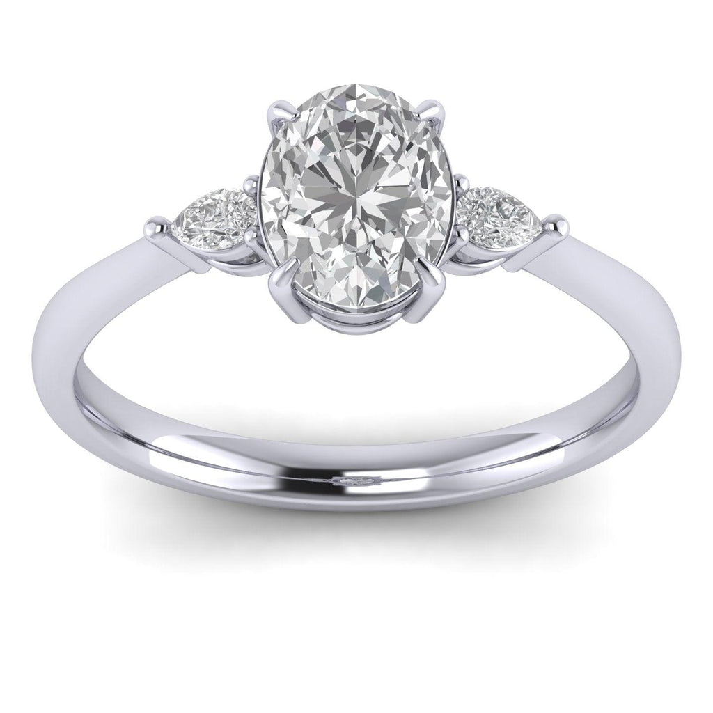 4.50Ct IGI Certified Oval Diamond Trilogy Engagement Ring in Platinum