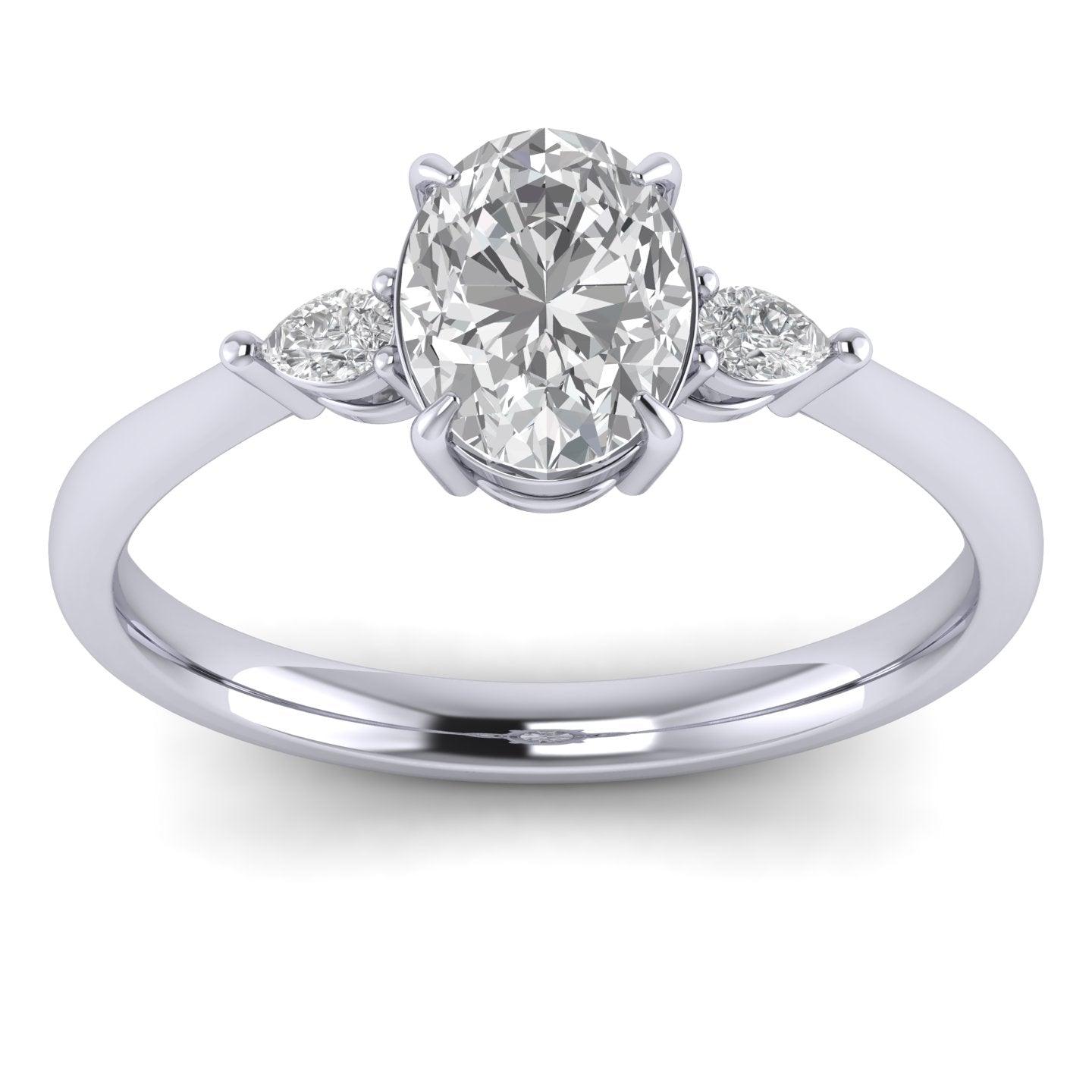 4.50Ct IGI Certified Oval Diamond Trilogy Engagement Ring in Platinum