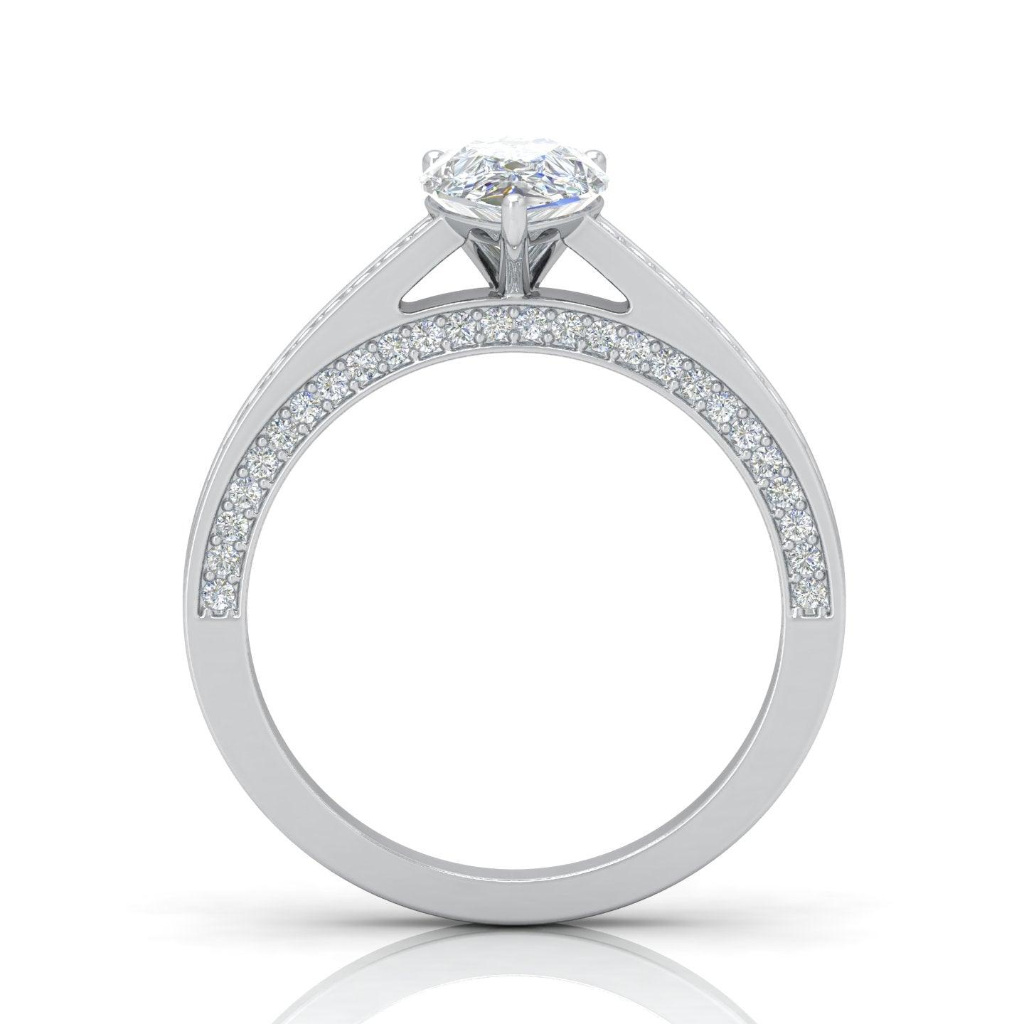 Certified Pear Diamond Engagement Ring 2.00Carat E/VS
