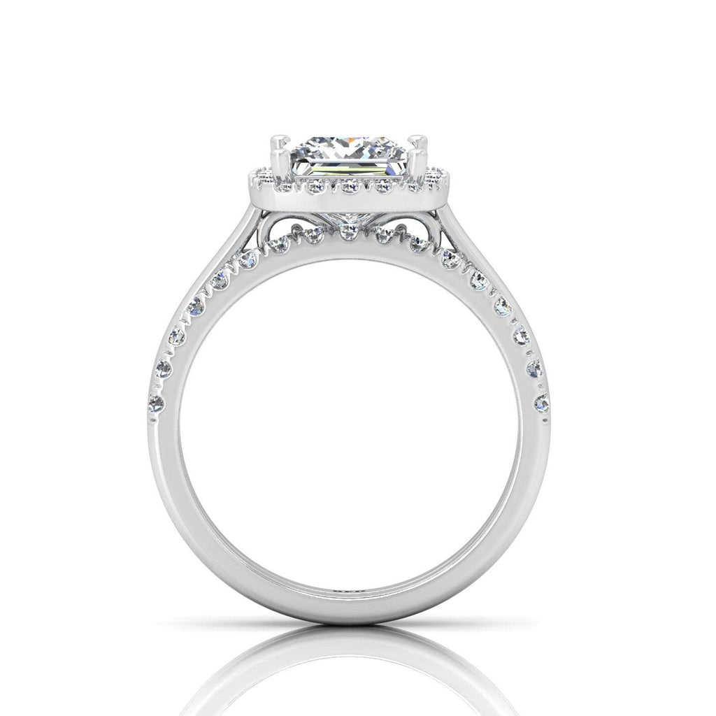Certified Princess Diamond Halo Engagement Ring With Diamond Matching Band 1.50Carat