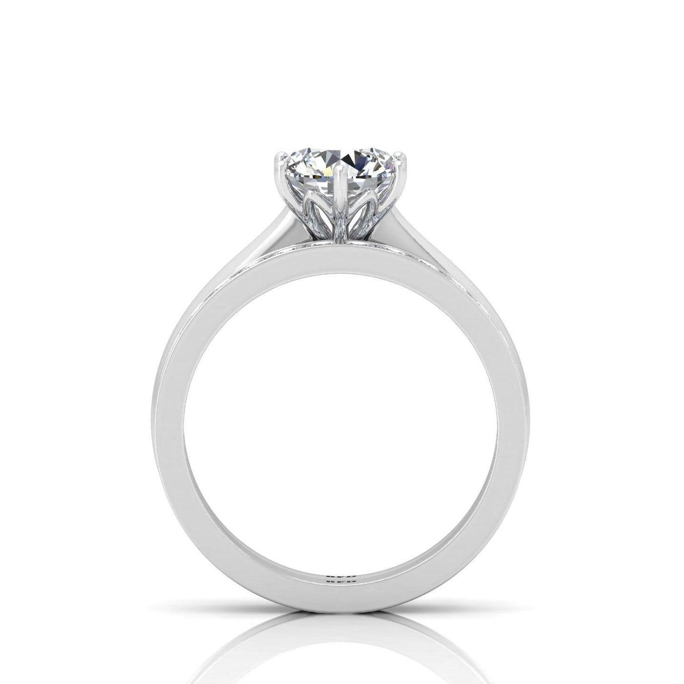 Certified 6 Claw Round Diamond Solitaire Ring With Matching Band