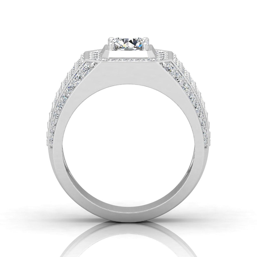 Certified F/VS 2.00Ct Round Diamond Mens Solitaire Ring