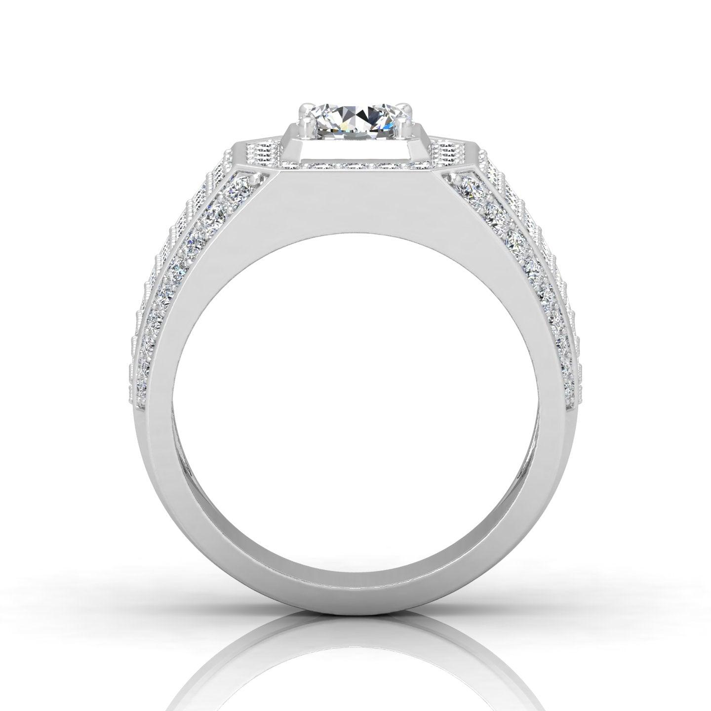 Certified F/VS 2.00Ct Round Diamond Mens Solitaire Ring