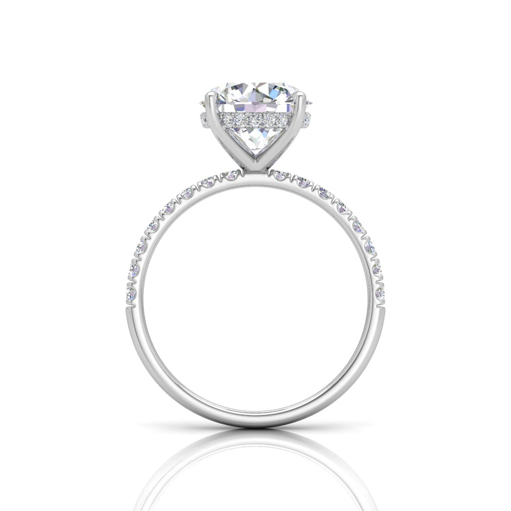Classic Hidden Halo Pave Set Engagement Ring - Round