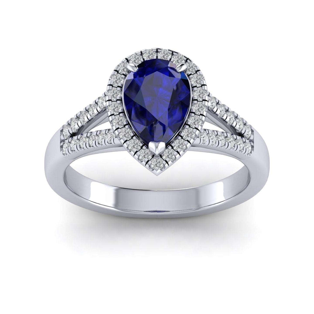 Best Deal..! 2.04Ct Tanzanite Pear & Diamond Halo Engagement Ring In Heavy 18k Gold