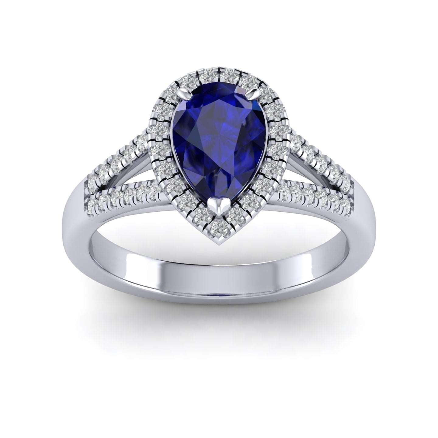 Best Deal..! 2.04Ct Tanzanite Pear & Diamond Halo Engagement Ring In Heavy 18k Gold
