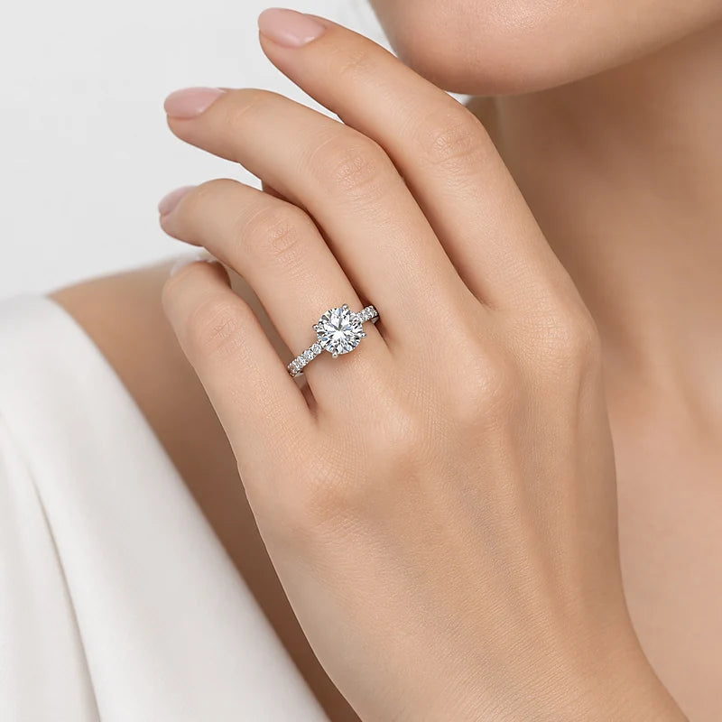 IGI Certified Lab Grown Round Diamond with Side-Stone Engagement Ring in Gold & Platinum - 1-5ct