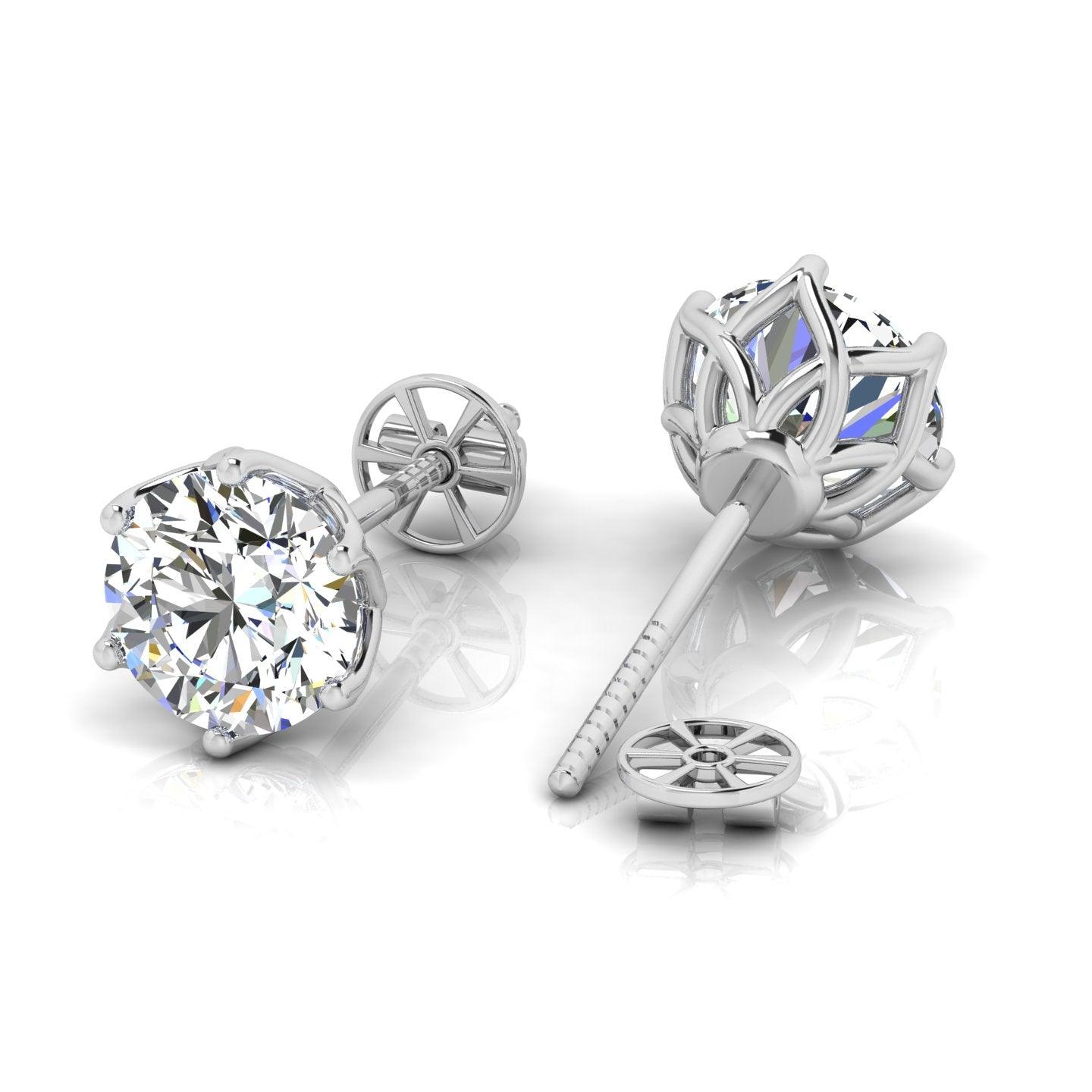 Certified D/VS 2.00Ct Round Diamond Designer Stud Earrings in 18k Gold / Platinum