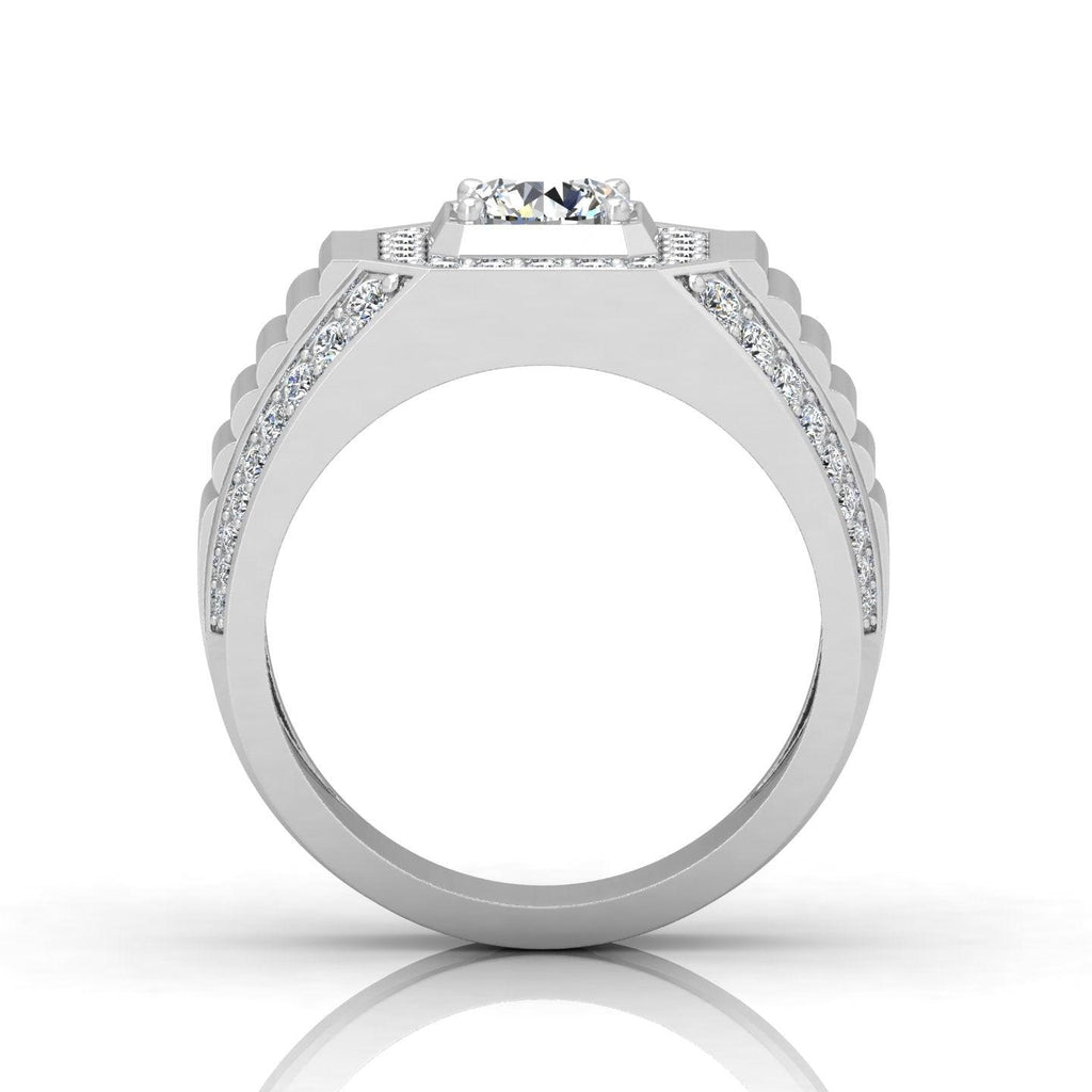 Certified F/VS 1.50Ct Round Diamond Mens Solitaire Hip Hop Ring