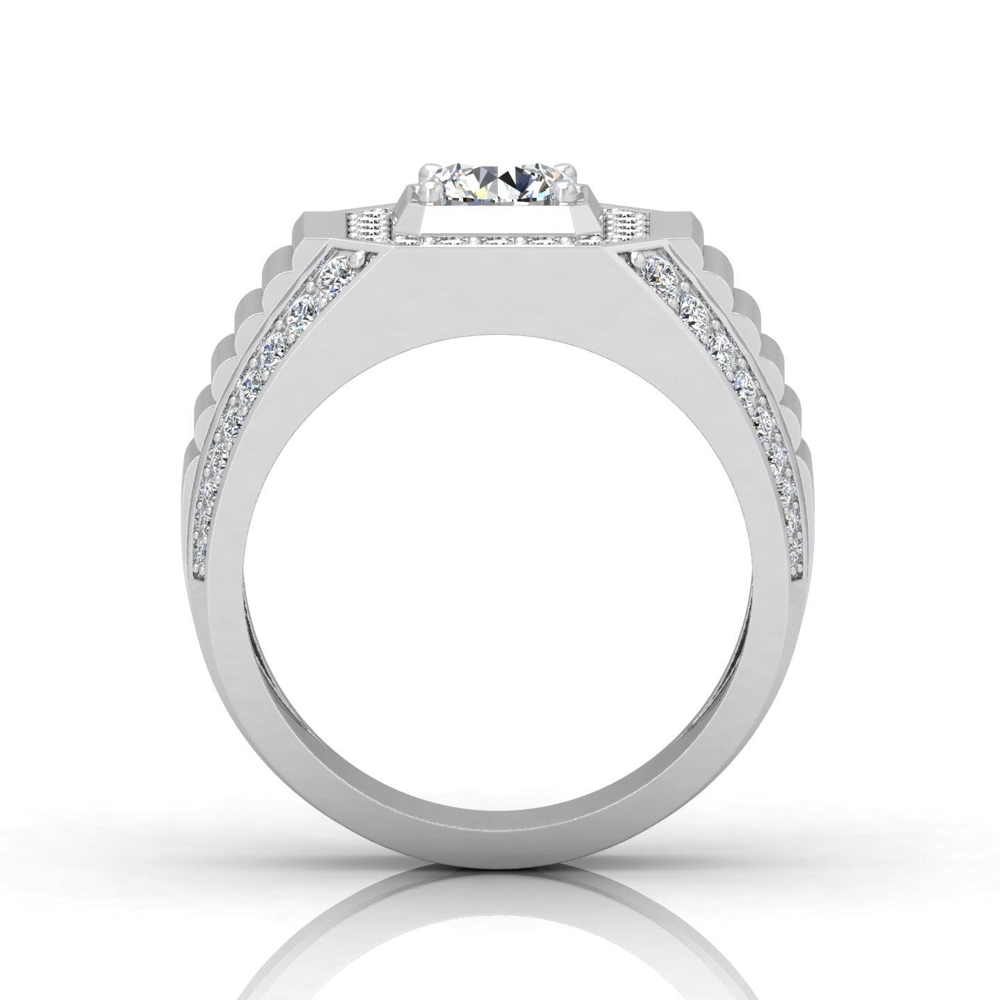 Certified F/VS 1.50Ct Round Diamond Mens Solitaire Hip Hop Ring