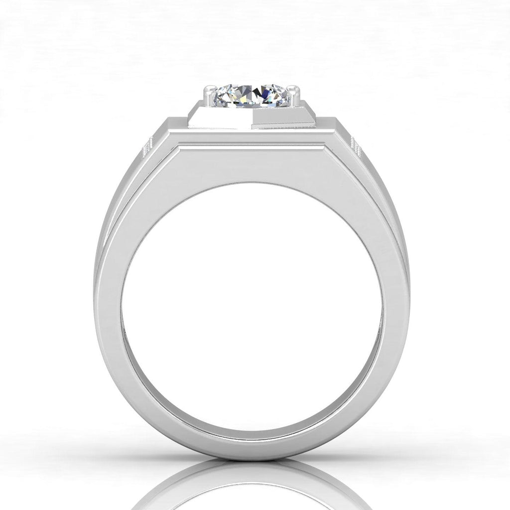 Certified F/VS 1.00Ct Round Diamond Solitaire With Accents Engagement Ring For Him