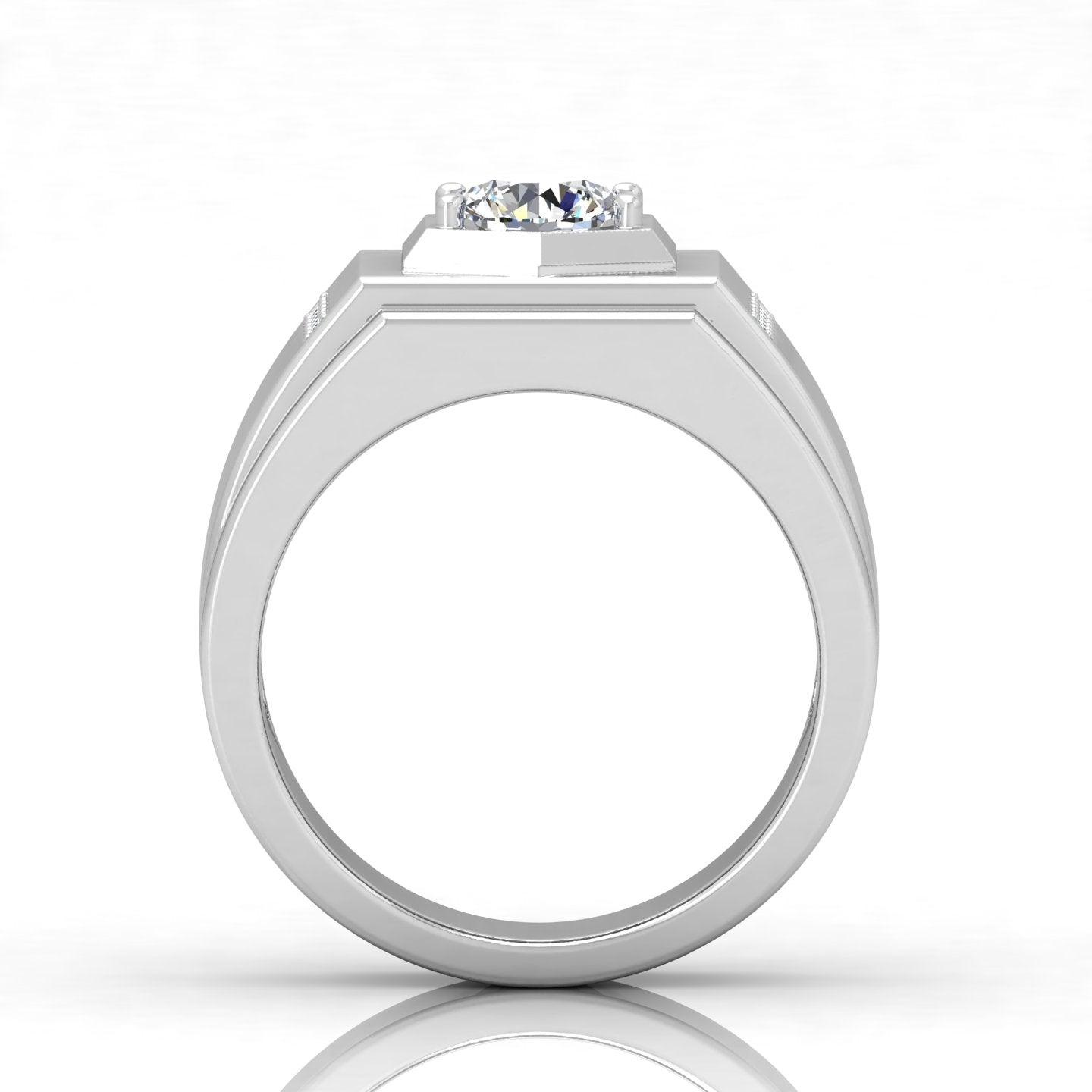 Certified F/VS 1.00Ct Round Diamond Solitaire With Accents Engagement Ring For Him