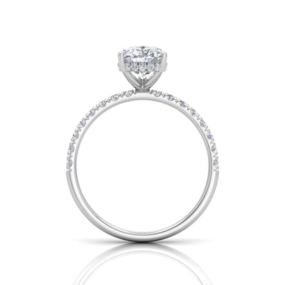 Classic Hidden Halo Pave Set Engagement Ring - Pear