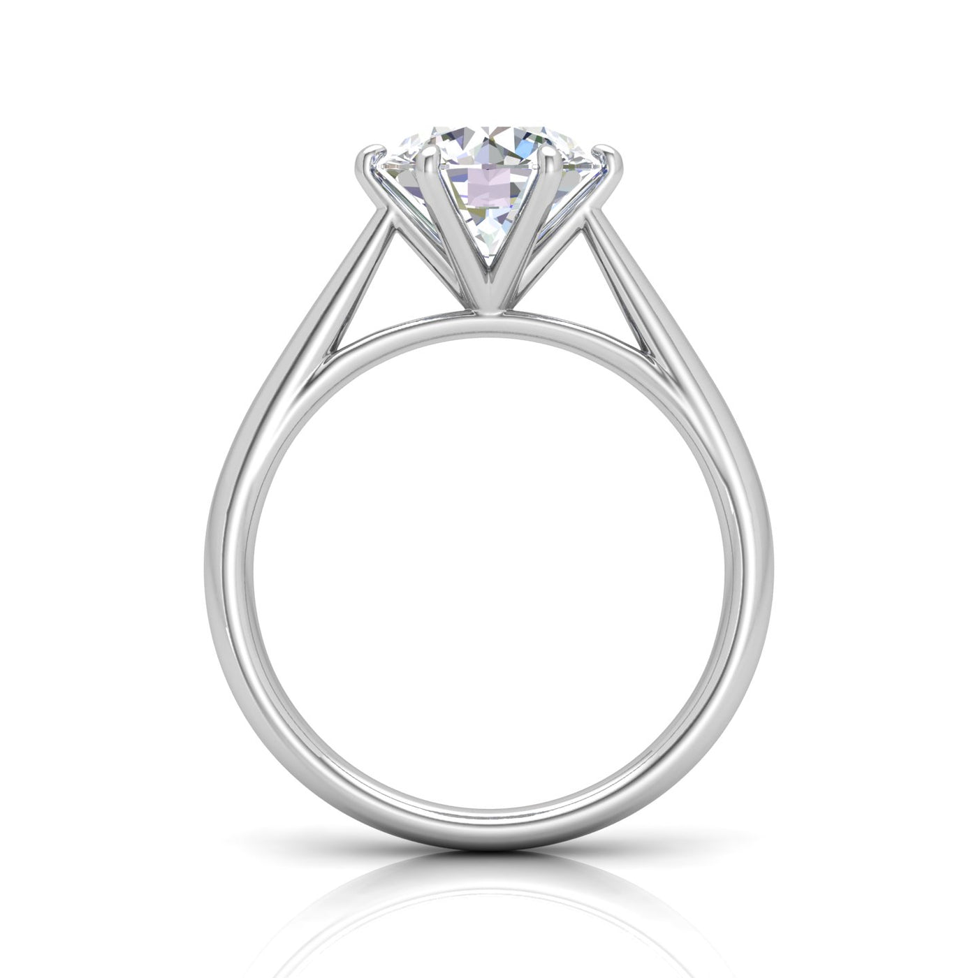 Round Diamond Six Prong Cathedral Solitaire Ring