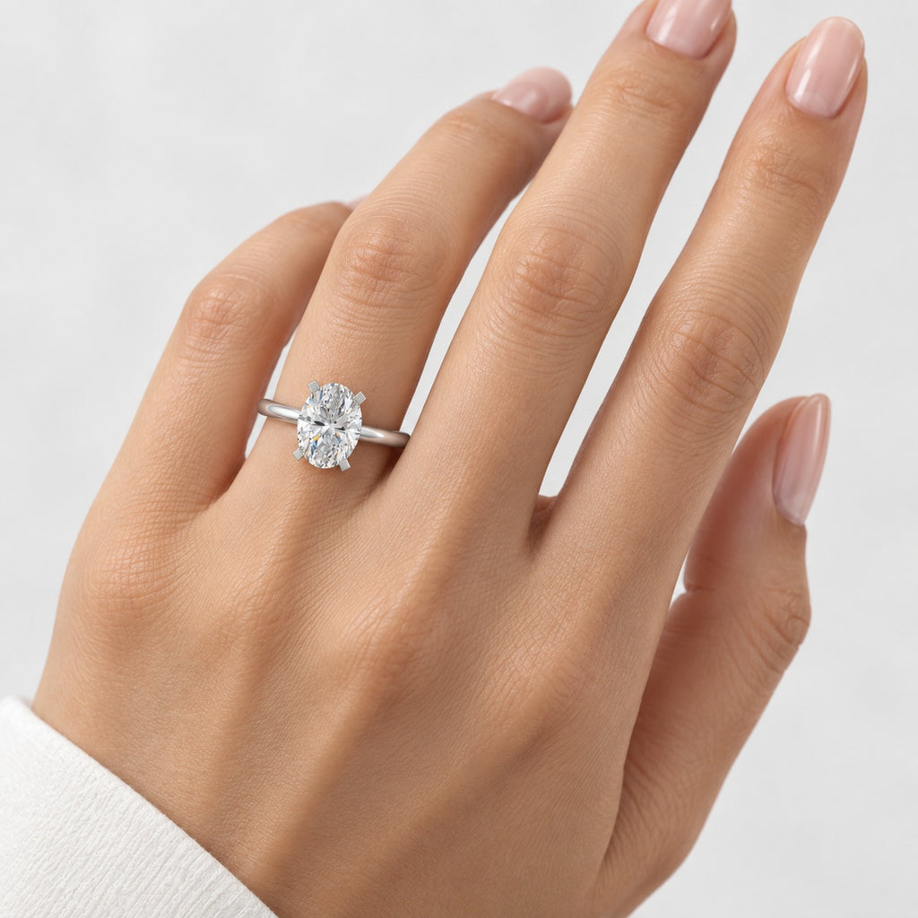 IGI Certified Oval Diamond 2.00Ct Solitaire Engagement Ring in Gold & Platinum