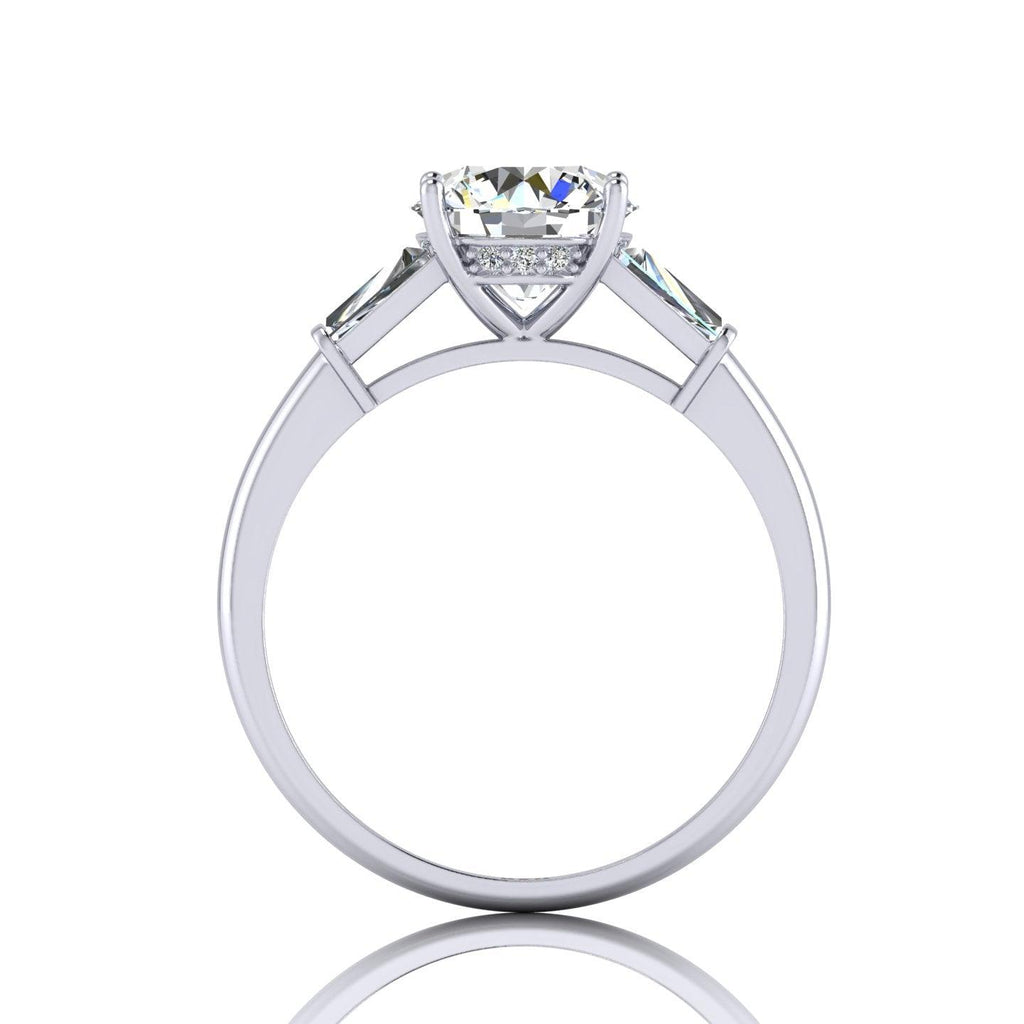 Round & Tapper Diamond Trilogy Engagement Ring in Platinum 1.00Ct-3.00Ct