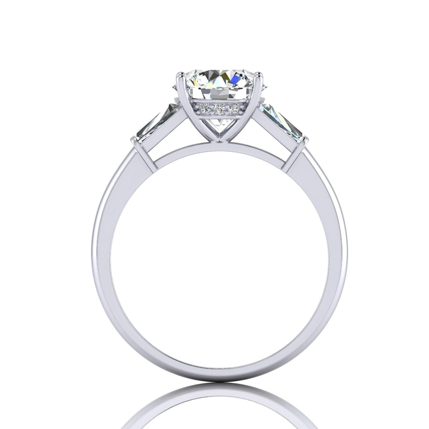 Round & Tapper Diamond Trilogy Engagement Ring in Platinum 1.00Ct-3.00Ct