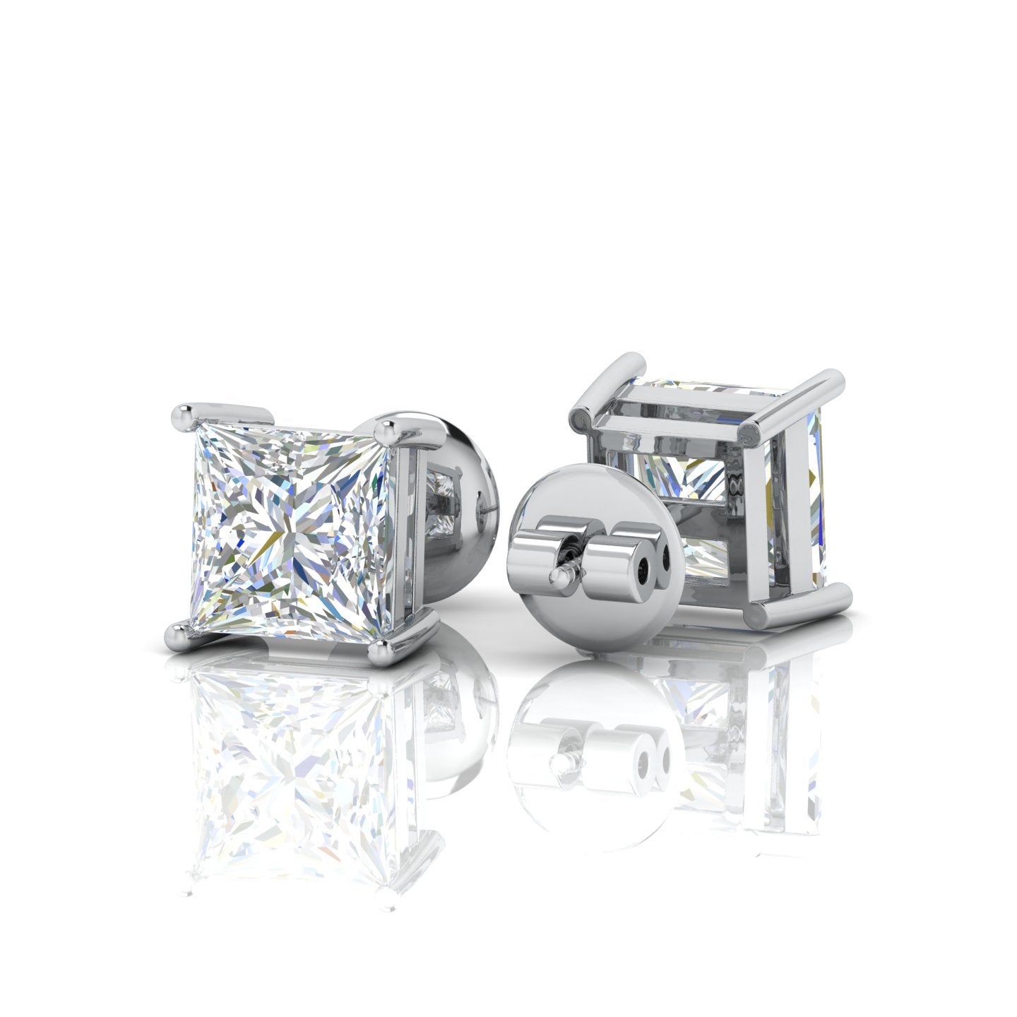 Special Deal Certified F/VVS-VS 5.17Ct Hugh Princess Cut Diamond Stud Earrings In Platinum