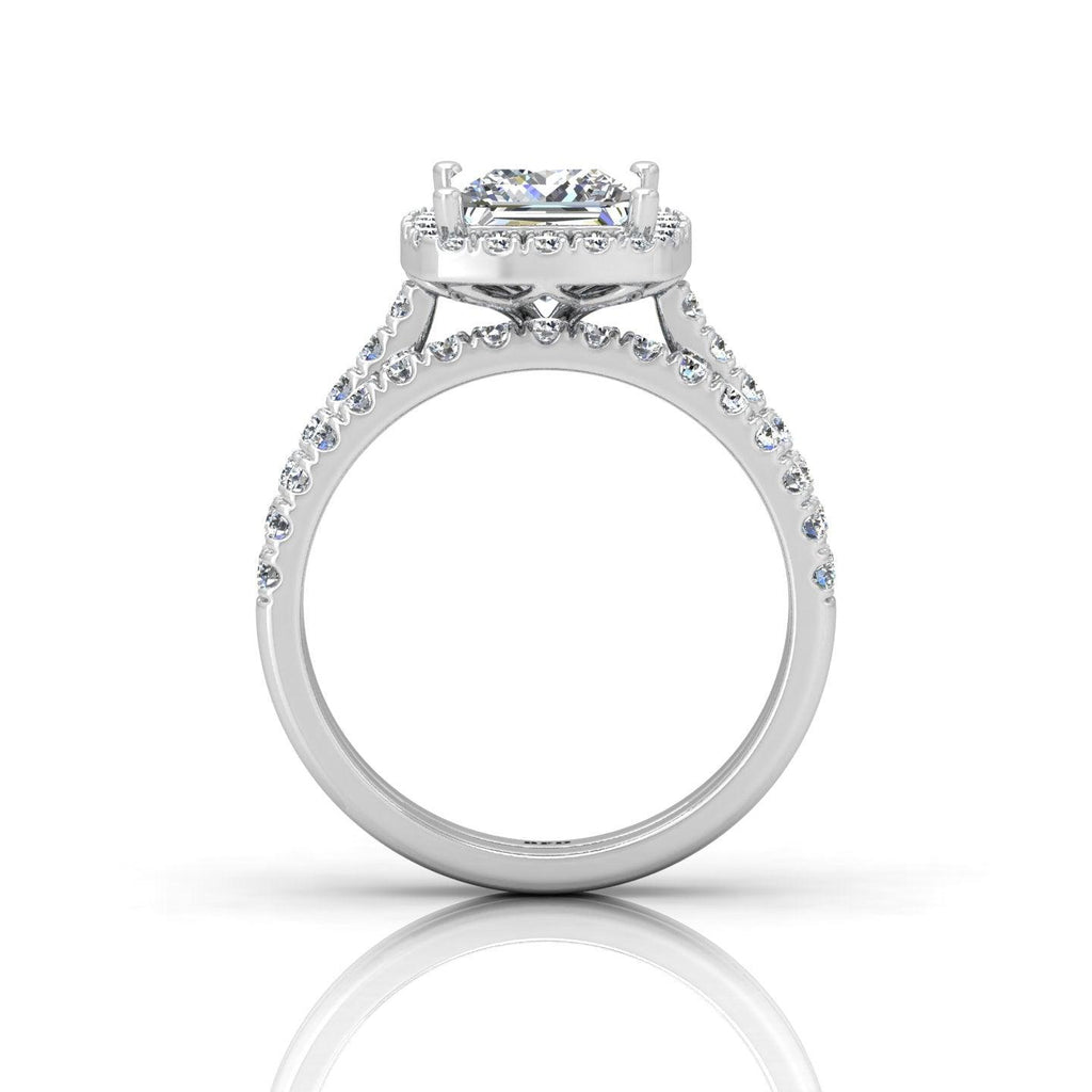 Certified Princess Diamond Halo Engagement Ring With Matching Band 2.00Carat