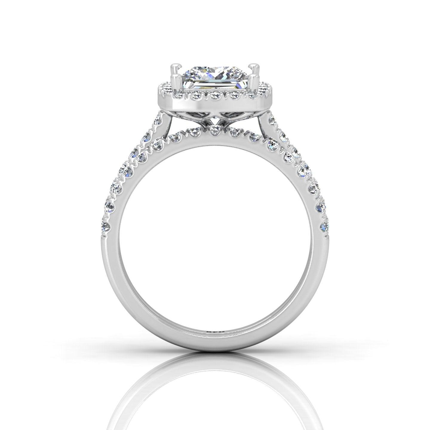Certified Princess Diamond Halo Engagement Ring With Matching Band 2.00Carat