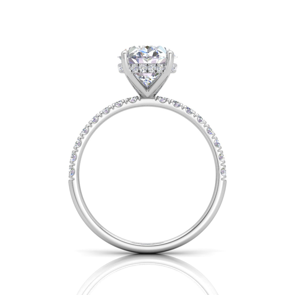 Classic Hidden Halo Pave Set Engagement Ring - Oval