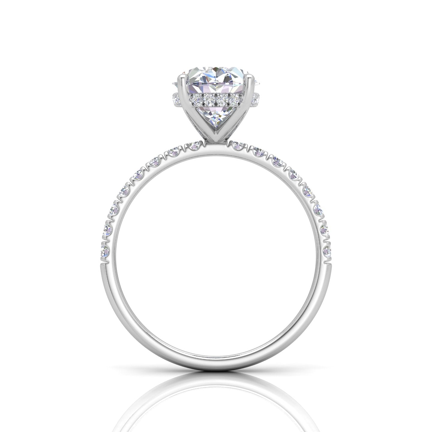 Classic Hidden Halo Pave Set Engagement Ring - Oval