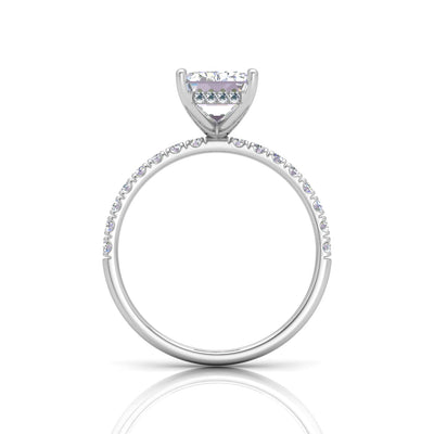 Classic Hidden Halo Pave Set Engagement Ring - Radiant