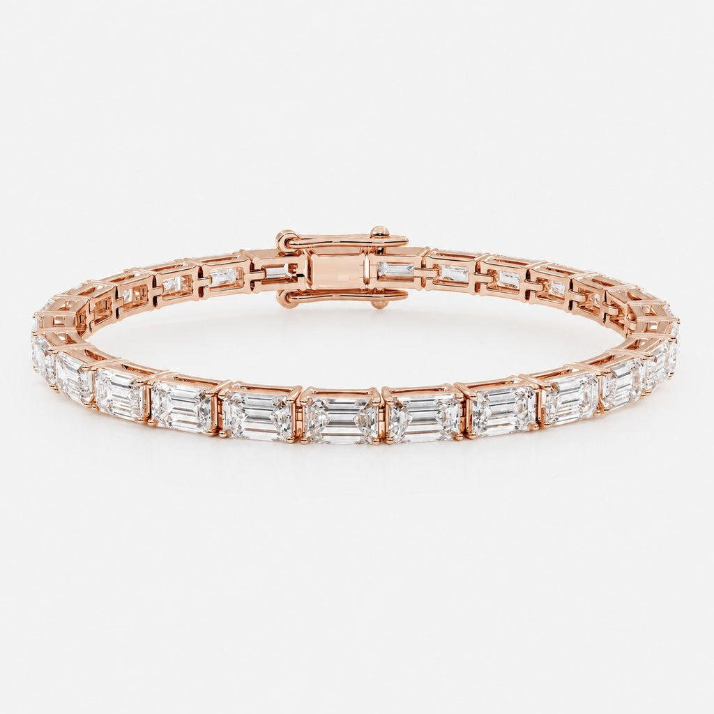 East-West Emerald Lab-Grown Diamond Tennis Bracelet in Gold & Platinum (8–30ct)