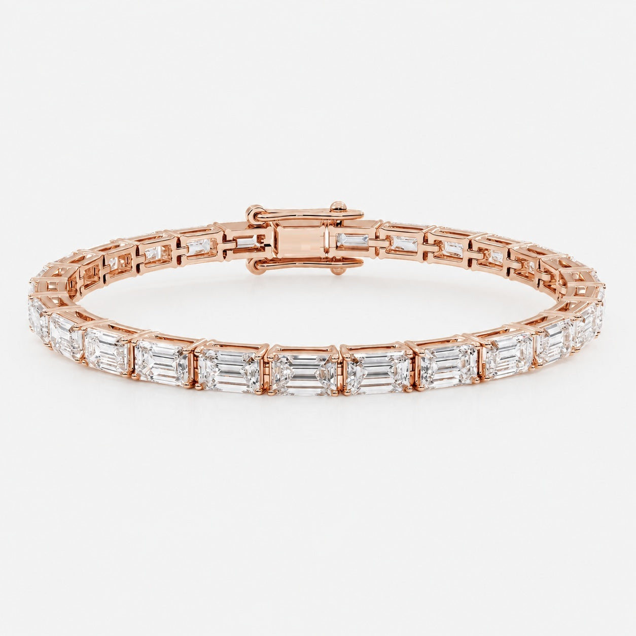 East-West Emerald Lab-Grown Diamond Tennis Bracelet in Gold & Platinum (8–30ct)