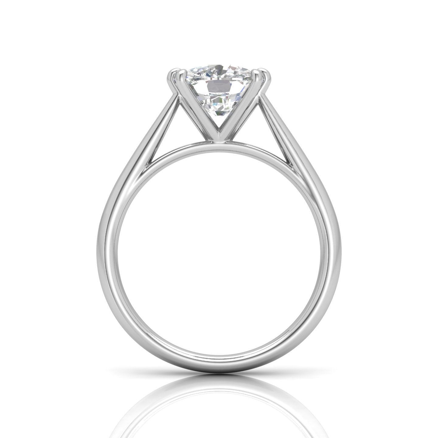 Cushion Diamond Cathedral Solitaire Ring