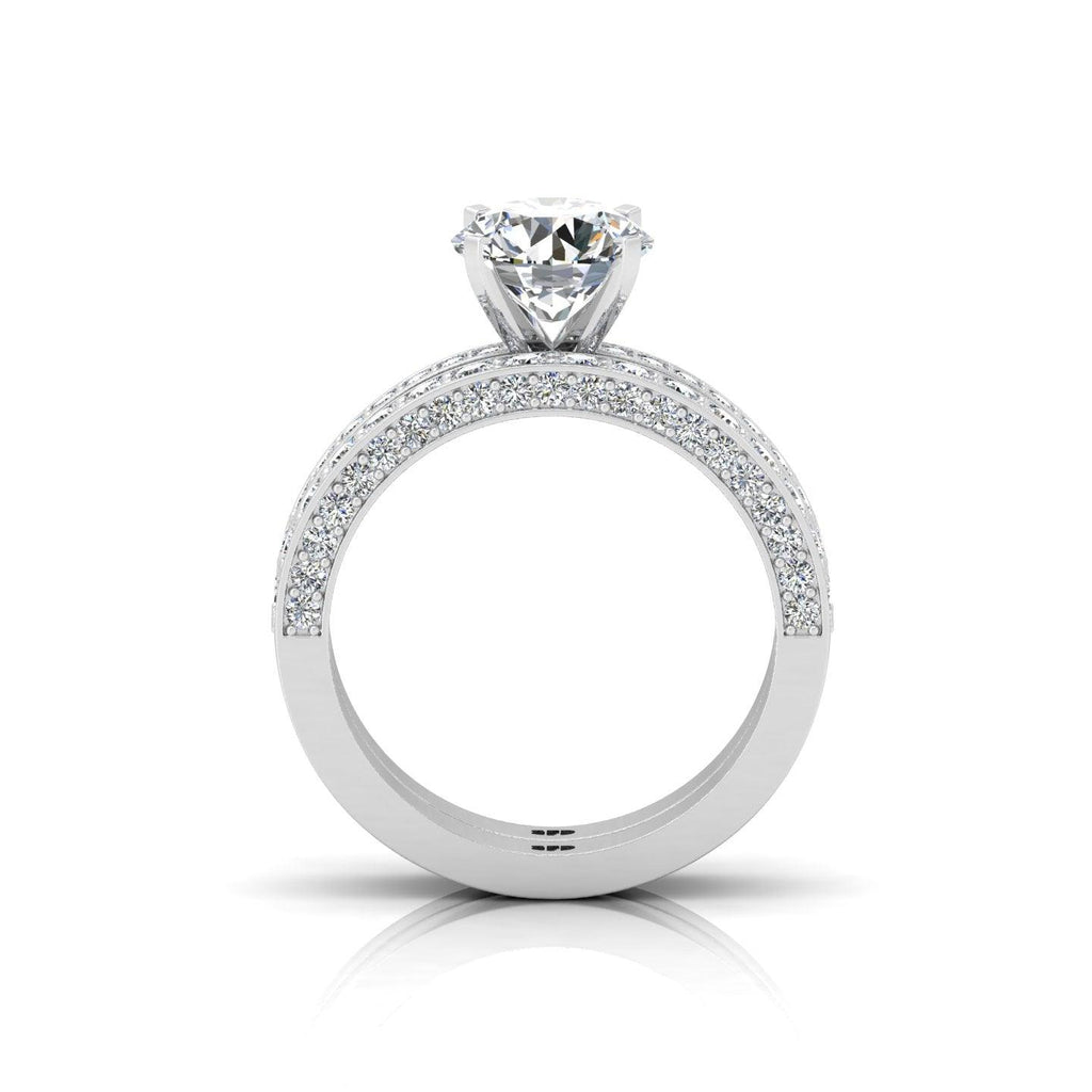 Certified Round Diamond Multi Row Bridal Set Engagement Ring 2.00Carat E/VS